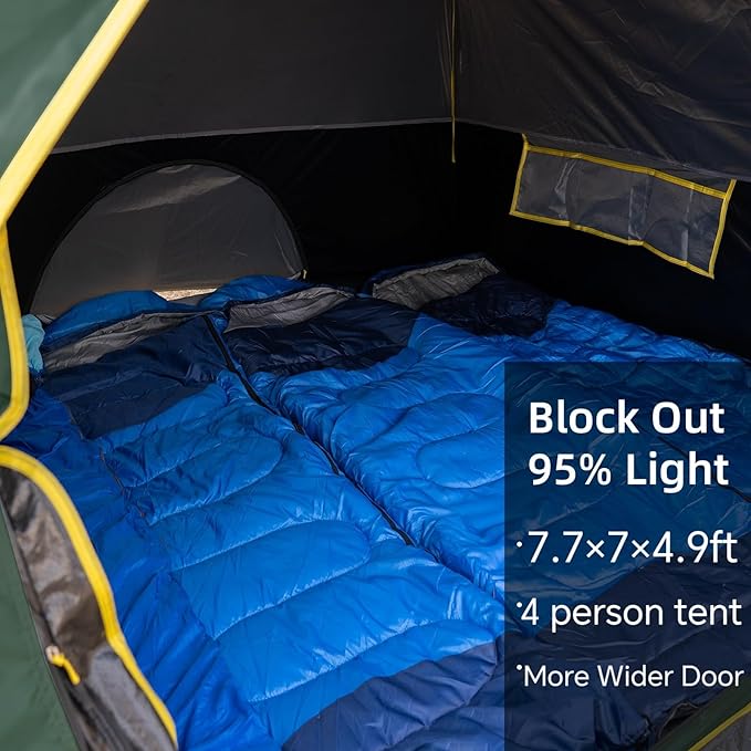 4/6 Person Blackout Camping Tent, Easy Setup Waterproof Family Dome Tent for Camping with Rainfly, Portable Double Layer Large Family Tent for Outdoor Camping&Hiking