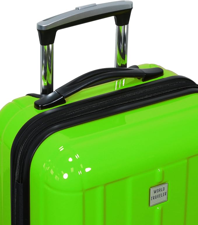 World Traveler VentureX Airline Approved 20-Inch Carry-On Luggage – Lightweight Hardside Polycarbonate Suitcase with Spinner Wheels - Contour Apple Green