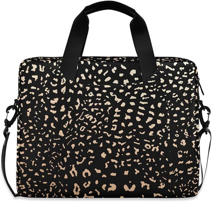 ALAZA Realistic Leopard Cheetah Print Animal Laptop Case Bag Sleeve Portable Crossbody Messenger Briefcase w/Strap Handle, 13 14 15.6 inch