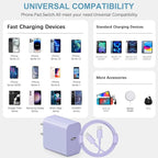 3FT iPhone 17 16 15 Charger Fast Charging USB C Charger Block Type C Chagrer Fast Charging 2-Pack for iPhone 17/17 Plus/17 Pro/17 Pro Max/iPhone 16/16 Plus/16 Pro/16 Pro Max/15 Pro Max/Samsung(Purple)