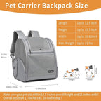 Cat Backpack Carrier for Small Dogs and Medium cat Puppy Kitten Bunny Pet Carrier Backpack Collapsible with Fully Ventilated Mesh with Safety Leash (Gray, 12.9" L x 10.62" W x 15.5" H - M)