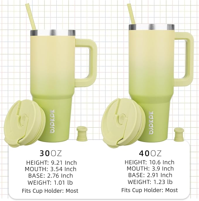 BJPKPK Tumbler With Handle And Straw 40oz Insulated Tumbler Cups With Lid Stainless Steel Travel Coffee Mug,Lime