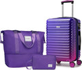 LARVENDER Carry on Luggage 22x14x9 Airline Approved, Expandable 20 Inch Hardside Suitcase with Wheels TSA Lock, PC+ABS Lightweight Carry on Suitcases for Women, Midnight Berry (20/DB/TB)