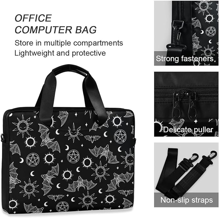 MNSRUU Laptop Bag for 15.6 inch Black Gothic Bats