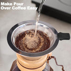 Pour Over Coffee Maker 400ml 13.5oz Glass Drip Coffee Maker with 304 Stainless Steel Filter High Borosilicate Glass Duckbill Spout Solid Wood Handle Pour Over Coffee Dripper for Daily Brewing