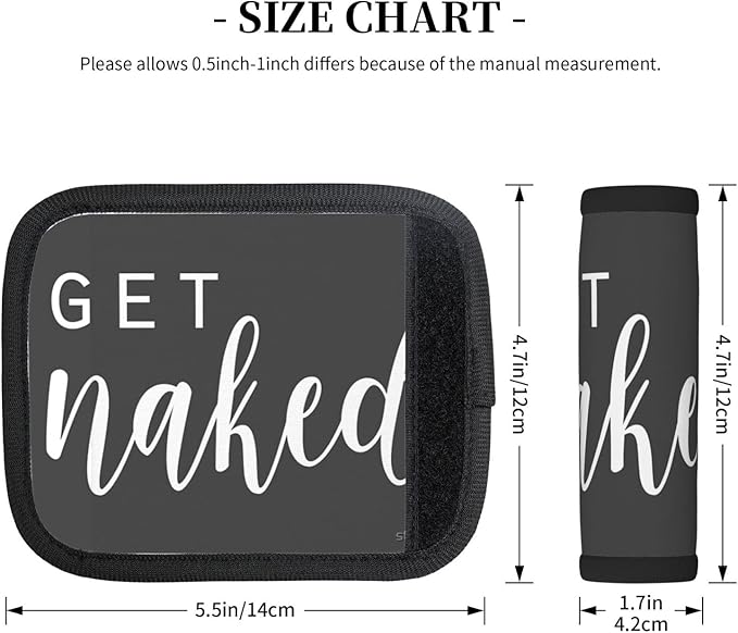 2 Pack Get Naked Bathroom Fun - get Naked Grey and White Luggage Handle Wraps Suitcase Tags Identifiers for Travel Accessories