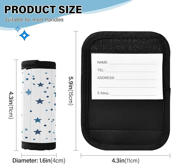 Dotted Line Star Luggage Handle Wrap for Suitcase Luggage Tags Handle Covers Identifiers Soft Decorations Travel Accessories 2 Pack