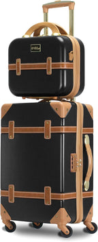 World Traveler VentureX Airline Approved 2-Piece Carry-On Luggage Set – Lightweight Hardside Polycarbonate Suitcase with Spinner Wheels - Gatsby Black