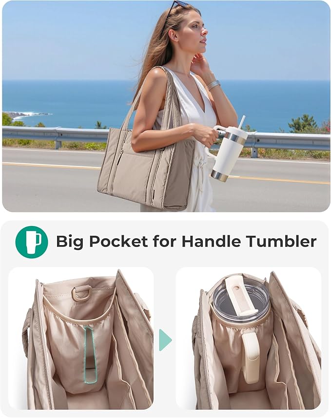 BAGSMART Boxy Tote Bag for Women, Crossbody Bag with Zipper, Crush Bow Purses for Travel Work College