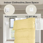 Retractable Clothesline Indoor,Bathroom Clothesline Retracting Heavy Duty Clothes Drying Laundry Line Travel Clothesline for Hotel Room Wall Mounted Stainless Steel Line-13.8 Feets,White