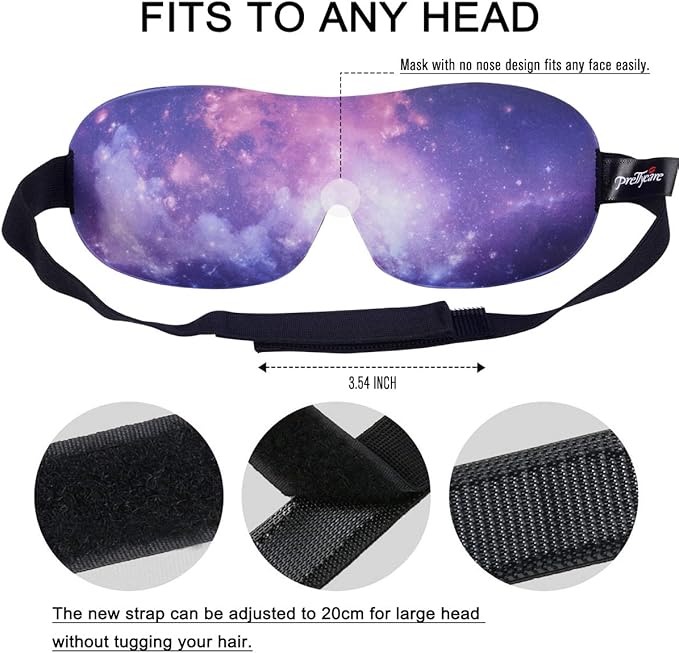 PrettyCare 3D Sleep Mask 2 Pack,Eye Mask for Sleeping 3D Contoured Sleeping Mask Blackout Out Light - Blindfold Airplane with Ear Plugs, Night Masks with Travel Bag (Ultra Purple and Black)