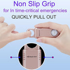 135dB Rechargeable Personal Safety Alarm Built-in Ultra-Bright Flashlight Non Slip Grip Keychain Emergency SOS Siren for Women, Students, Night Runner. Loud Sound Hiking Bear Alerts Hook. Rose Gold