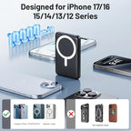 AOGUERBE for MagSafe Portable Charger, 10000mAh Magnetic Power Bank 22.5W Fast Charging, Mini Battery Pack Wireless with LED Display&Foldable Stand for iPhone 17/16/15/14/13/12 Series (Obsidian Black)
