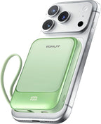 Magnetic Power Bank 10000mAh, Wireless Portable Charger with 15W Max Fast Charging & Built-in USB-C Cable, 22.5W PD LED Display Battery Pack Compatible with iPhone 17/16/15, Samsung Galaxy(green)