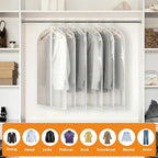 Dntorx 6 Pack Garment Bags 60 * 100cm, 40in PEVA Translucent Garment Covers, Suit Storage Bags, Dress Organizer Bags Used To Protect Shirts, Winter Coats, Jackets（White Edge）