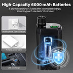Portable Camping Shower with Heater, 6000mAh Rechargeable Portable Shower with 2000W Immersion Heater, LED Display, Heated Camping Shower for Travel, Hiking, Car, Pet