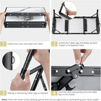 Anbte Folding Camping Table, Aluminum Small Folding Table 3 Adjustable Height Max 27.5", Portable Table with Carry Handle, Lightweight, for Outdoor Indoor Travel Camping Picnic BBQ, 34.6" x 15.7"
