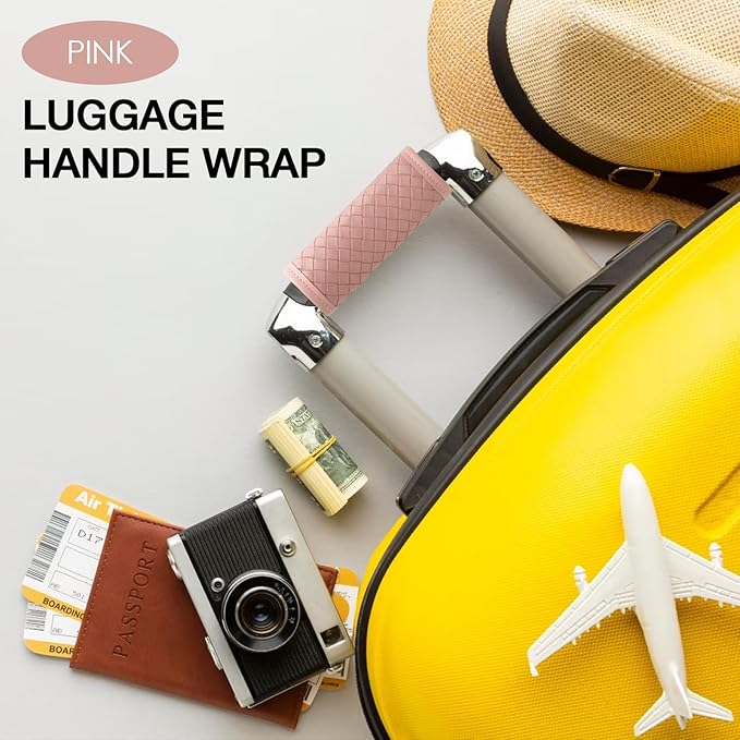 Luggage Handle Wraps -Suitcase Handle Wraps Travel Bag Handle Covers Suitcase Identifier Luggage Makers Covers(3Pcs-Pale Pink)