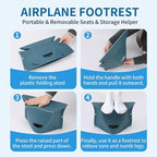 Travel Foot Rest for Airplane & Office - Portable Under Desk Foot Stool, Relieves Back & Knee Pain, Comfort for Long Flights, Cars, Subways & Trains (Blue)