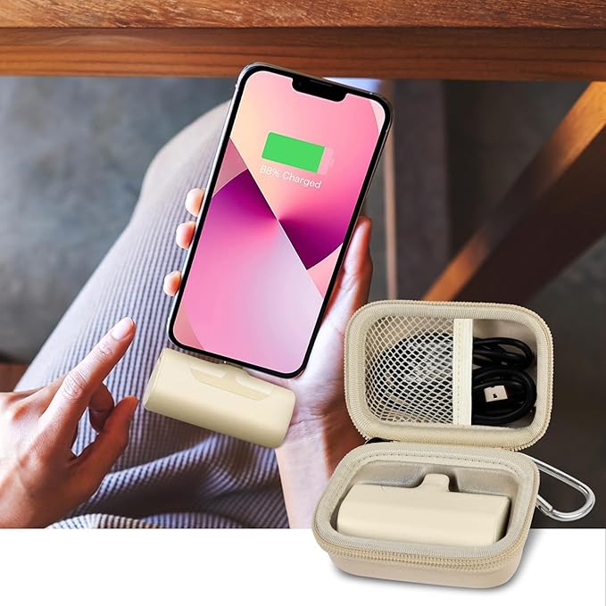 casmilee Portable Charger Power Bank Case for Swyop/for Feob/for Charmast/for JEJILL/for LanLuk/for VEGER/for iWALK/for Taegila/for Kuulaa and More Small Charging Battery Pack - Bag Only (Beige)