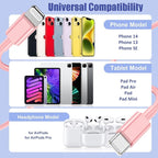 4Pack USB C to Lightning Cable 6FT, Fast Charging Cord for iPhone 14, Replacement for Apple Original Charger Cable for iPhone 14 13 12 11 Pro 11 XS MAX XR 8 7 6s Plus-Pink