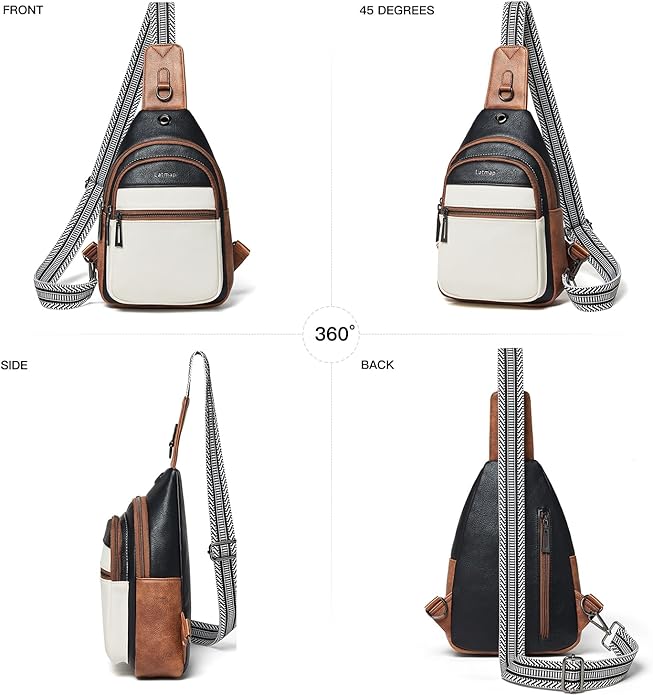 LATMAP Sling Bag For Women Faux Leather Small Casual Daypack Backpack Fanny Pack Crossbody Chest Bags Purse