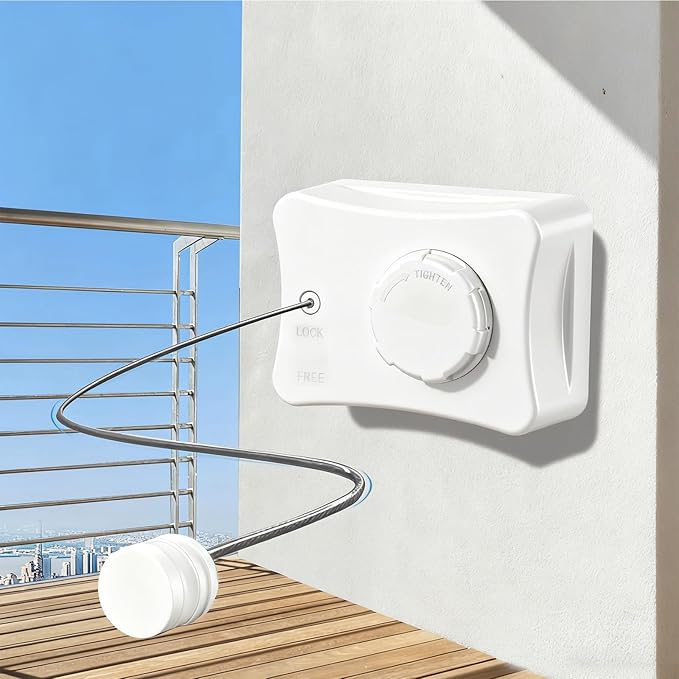 Retractable Clothesline Indoor Outdoor, 16.7 Ft Heavy Duty Wall Mount Automatic Retracting Clothes Lines for Laundry Room, Bathroom & Travel Rv