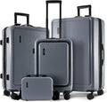 TRAVELARIM Grey Hardshell Luggage Sets 4 Piece, Durable Suitcase Set, Travel Luggage Set with Integrated TSA Lock, 360° Spinner Wheels, Expandable Medium and Large Checked Suitcase, 20/24/28 Inch