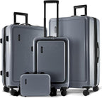 TRAVELARIM Grey Hardshell Luggage Sets 4 Piece, Durable Suitcase Set, Travel Luggage Set with Integrated TSA Lock, 360° Spinner Wheels, Expandable Medium and Large Checked Suitcase, 20/24/28 Inch