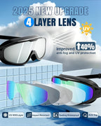 Swim Goggles 2 Pack, Wide View Anti Fog&UV Swimming Goggles for Audlt, No Leak Pool Beach Essentials for Men Women