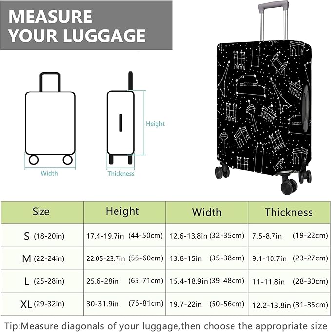 Travel Luggage Cover Suitcase Protector Fits 18-32 Inch Wheel Covers PatternedTravel Related Items Flower Luggage Protector Elastic L