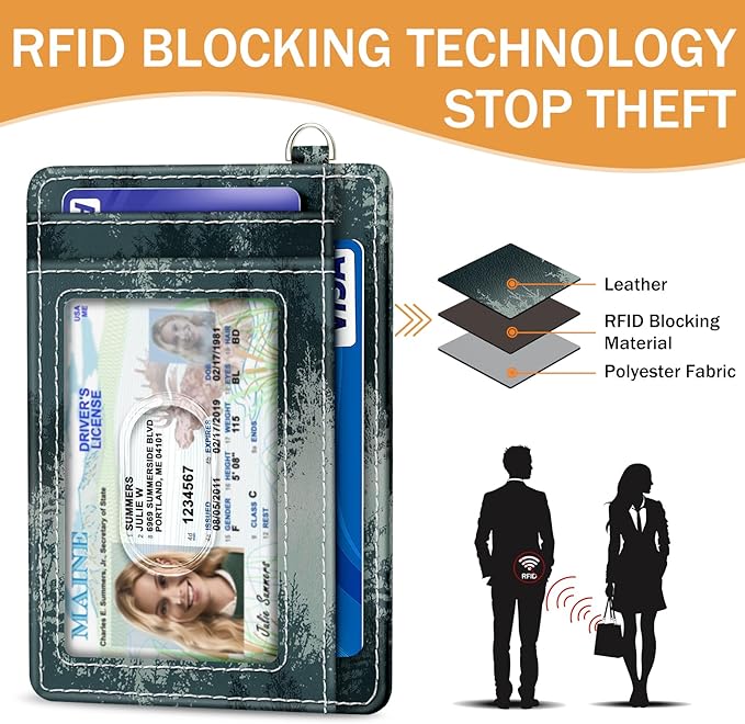 Yonlevres Credit Card Holder Slim Wallet, Forest RFID Wallet Women Front Pocket Small Card Holder, Travel Cute Funny Thin Card Case ID Window PU Leather RFID Blocking Card Organizer Gifts Girls Ladies