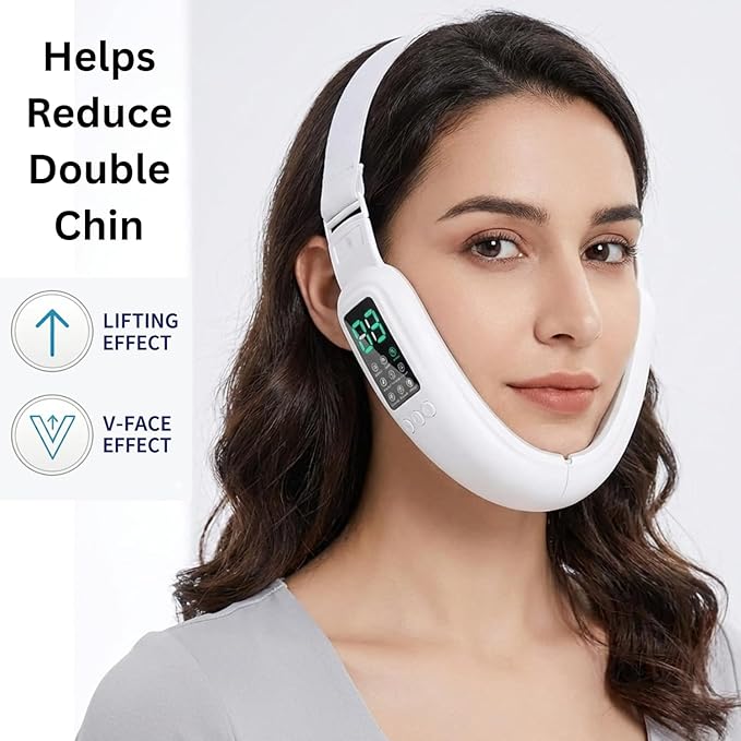 V-Face Machine and Electric Double Chin Device with 15 Gear Adjustable Intensities and 8 Modes – Intelligent Double Chin Machine for V-face. Free 3D Face Roller for Skin Care