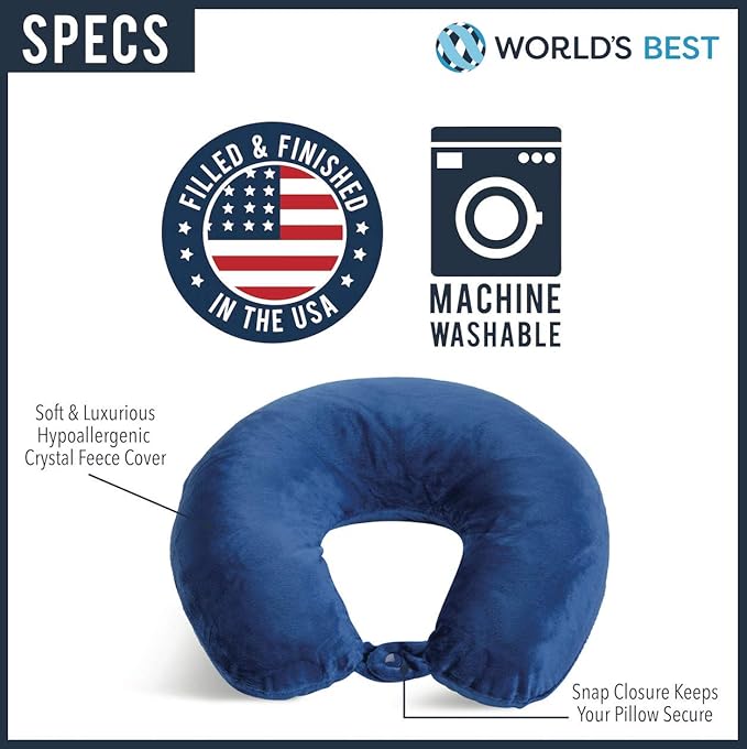 Wolf Essentials Adult Cozy Soft Microfiber Neck Pillow, Compact, Perfect for Plane or Car Travel, Black (Pack of 2)