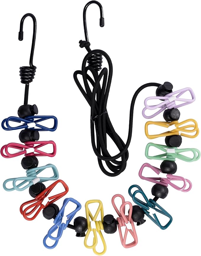 Retractable Clothesline, Portable Clothes Line for Travel with 12 Clothes Clips, for Indoor Laundry Drying line,Outdoor Camping Accessories (Black-Rope)