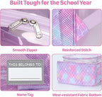 Bagseri Clear Backpack for Girls - 15 Inch Heavy Duty Kids Clear Bookbag for Kindergarten to Grade 2, Transparent School Bag with Reflective Strip, Fits Folders, Purple Mermaid