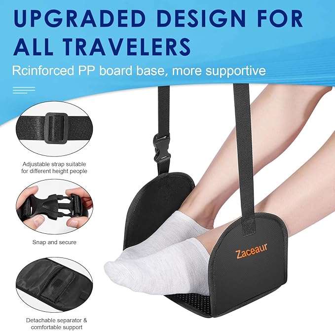 Airplane Foot Hammock - Anti Slip Foot Hammock for Plane Travel to Relax Your Feet, Airplane Foot Rest for Air Travel, Leg Hammock for Airplane Travel