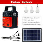 Solar Generator - Portable Power Station for Emergency Power Supply,Portable Generators for Camping,Home Use&Outdoor,Solar Powered Generator With Panel Including 3 Sets LED Light (Red Color)