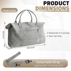Travel Duffle Bag, Weekender Travel Bag Men Small Gym Bag for Women, Hospital Bag for Labor and Delivery, Overnight Bag Luggage Bag with Trolley Sleeve, Airplane Travel Essentials for Flying(Grey)