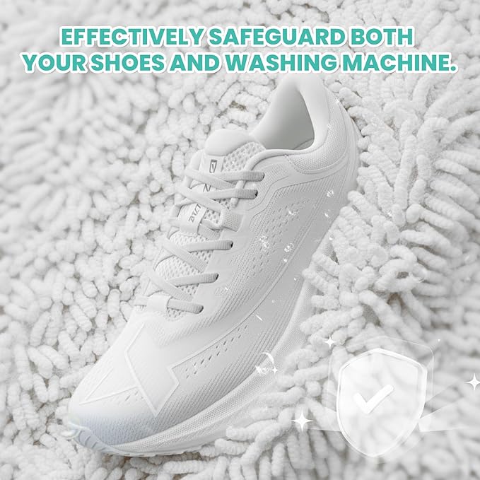 Shoe Washing Machine Bag, 2-Pack Reusable Shoe Bag for Washing Machine, 360° Deep Clean for Sneaker, Running Shoes,Bras, Delicates and Toys, Includes 2 Shoe Storage Dust Bags(White)