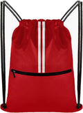 Drawstring Backpack Large Sports Draw String Bag for Women and Men (Red)