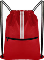 Drawstring Backpack Large Sports Draw String Bag for Women and Men (Red)