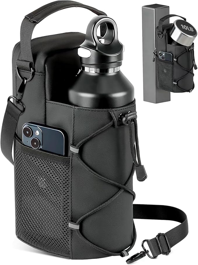 Magnetic Gym Bag for Men - Water Bottle Carrier Holder Bag with Shoulder Strap, 4 Built-in Magnets Gym Gifts for Men