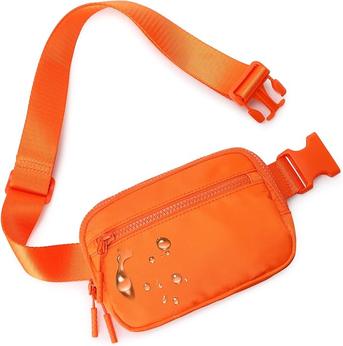 WESTBRONCO Fanny Packs for Women Men, Belt Bag with 4 Zipper Pockets, Fashion Waist Packs, Lightweight Crossbody Bags with Adjustable Strap for Workout/Running/Hiking (Orange)