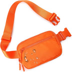 WESTBRONCO Fanny Packs for Women Men, Belt Bag with 4 Zipper Pockets, Fashion Waist Packs, Lightweight Crossbody Bags with Adjustable Strap for Workout/Running/Hiking (Orange)