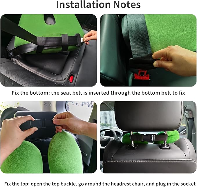 FHSGGP Travel Pillow Car Pillow Kid Car Sleeping The Sleeping Aid for Adults and Kids on Road Trips Sponge Kids Travel Pillow Provides Body and Head Support Sage Green