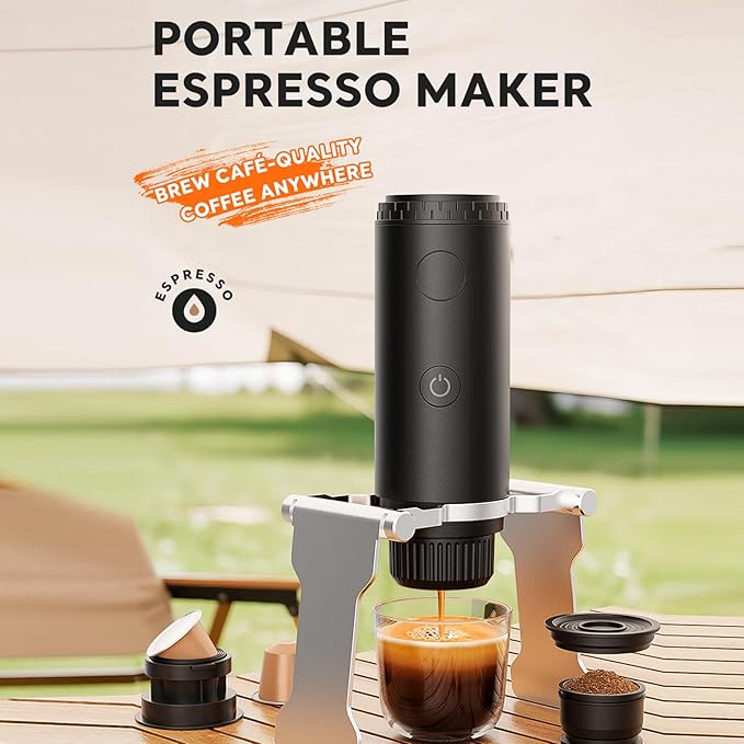 Electric Coffee Machine Capsule and Powder 2 in 1 Coffee Maker with 20 Bar Pressure 7800mAh Battery Rechargeable