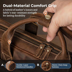 Augus Leather Messenger Bag for Men Vintage Travel Backpack 17 inch laptop Briefcase Shoulder Bags