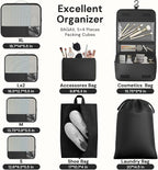 BAGAIL 9 Set Packing Cubes with Packing List Luggage Packing Organizers for Travel Accessories (Black)