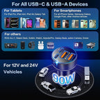 5 Pack USB C Car Charger, Multi Port 90W Super Fast Charging Cigarette Lighter Adapter, 4-in-1 Dual USB-C & USB-A Car Phone Power Adapter for iPhone 17/16/15/Pro Max, iPad, Samsung Galaxy S25